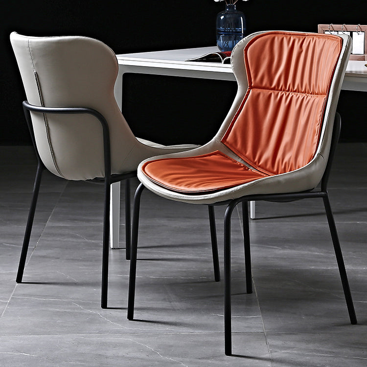 Modern Metal Dining Room Chairs Upholstered Side PU Leather Armless Chairs Clearhalo ' kitchen&dining_furn' 'Dining Chairs' 'Dining Tables & Seating' 'dining_chair' 'furn' 'furn_dining_chair' 'Furniture' 'furniture_dining_chair' 'Kitchen & Dining Furniture' 'kitchen' 4054963