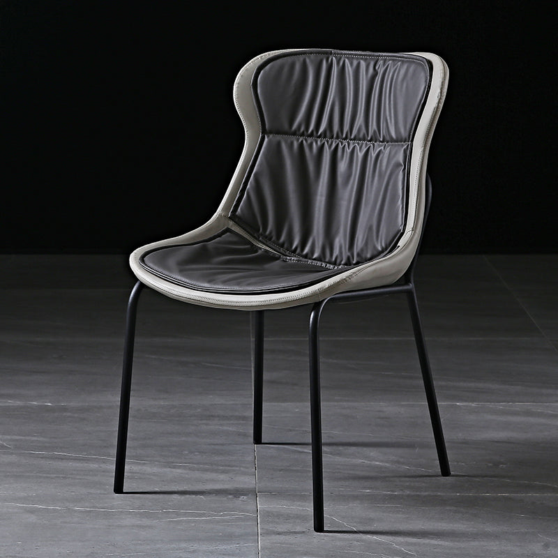 Modern Metal Dining Room Chairs Upholstered Side PU Leather Armless Chairs Dark Gray 1 Piece Clearhalo ' kitchen&dining_furn' 'Dining Chairs' 'Dining Tables & Seating' 'dining_chair' 'furn' 'furn_dining_chair' 'Furniture' 'furniture_dining_chair' 'Kitchen & Dining Furniture' 'kitchen' 4054964