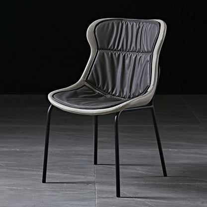 Modern Metal Dining Room Chairs Upholstered Side PU Leather Armless Chairs Dark Gray 1 Piece Clearhalo ' kitchen&dining_furn' 'Dining Chairs' 'Dining Tables & Seating' 'dining_chair' 'furn' 'furn_dining_chair' 'Furniture' 'furniture_dining_chair' 'Kitchen & Dining Furniture' 'kitchen' 4054964