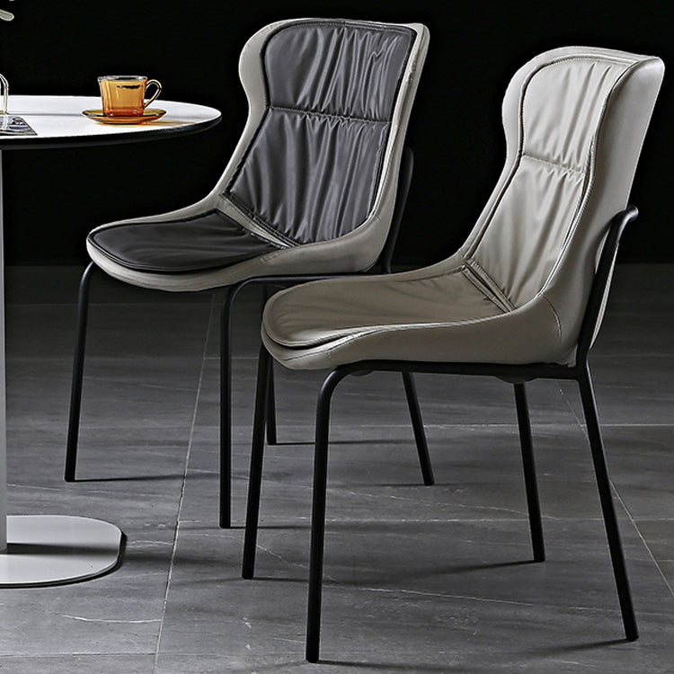 Modern Metal Dining Room Chairs Upholstered Side PU Leather Armless Chairs Clearhalo ' kitchen&dining_furn' 'Dining Chairs' 'Dining Tables & Seating' 'dining_chair' 'furn' 'furn_dining_chair' 'Furniture' 'furniture_dining_chair' 'Kitchen & Dining Furniture' 'kitchen' 4054965