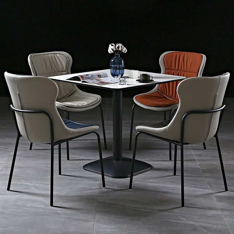 Modern Metal Dining Room Chairs Upholstered Side PU Leather Armless Chairs Clearhalo ' kitchen&dining_furn' 'Dining Chairs' 'Dining Tables & Seating' 'dining_chair' 'furn' 'furn_dining_chair' 'Furniture' 'furniture_dining_chair' 'Kitchen & Dining Furniture' 'kitchen' 4054967