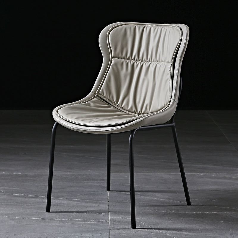 Modern Metal Dining Room Chairs Upholstered Side PU Leather Armless Chairs Light Gray 1 Piece Clearhalo ' kitchen&dining_furn' 'Dining Chairs' 'Dining Tables & Seating' 'dining_chair' 'furn' 'furn_dining_chair' 'Furniture' 'furniture_dining_chair' 'Kitchen & Dining Furniture' 'kitchen' 4054969