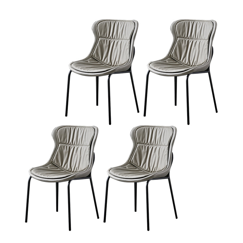Modern Metal Dining Room Chairs Upholstered Side PU Leather Armless Chairs Light Gray 4 Piece Set Clearhalo ' kitchen&dining_furn' 'Dining Chairs' 'Dining Tables & Seating' 'dining_chair' 'furn' 'furn_dining_chair' 'Furniture' 'furniture_dining_chair' 'Kitchen & Dining Furniture' 'kitchen' 4054974