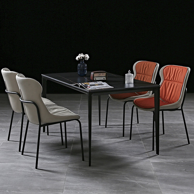 Modern Metal Dining Room Chairs Upholstered Side PU Leather Armless Chairs Clearhalo ' kitchen&dining_furn' 'Dining Chairs' 'Dining Tables & Seating' 'dining_chair' 'furn' 'furn_dining_chair' 'Furniture' 'furniture_dining_chair' 'Kitchen & Dining Furniture' 'kitchen' 4054979