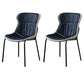 Modern Metal Dining Room Chairs Upholstered Side PU Leather Armless Chairs Navy Blue 2 Piece Set Clearhalo ' kitchen&dining_furn' 'Dining Chairs' 'Dining Tables & Seating' 'dining_chair' 'furn' 'furn_dining_chair' 'Furniture' 'furniture_dining_chair' 'Kitchen & Dining Furniture' 'kitchen' 4054983