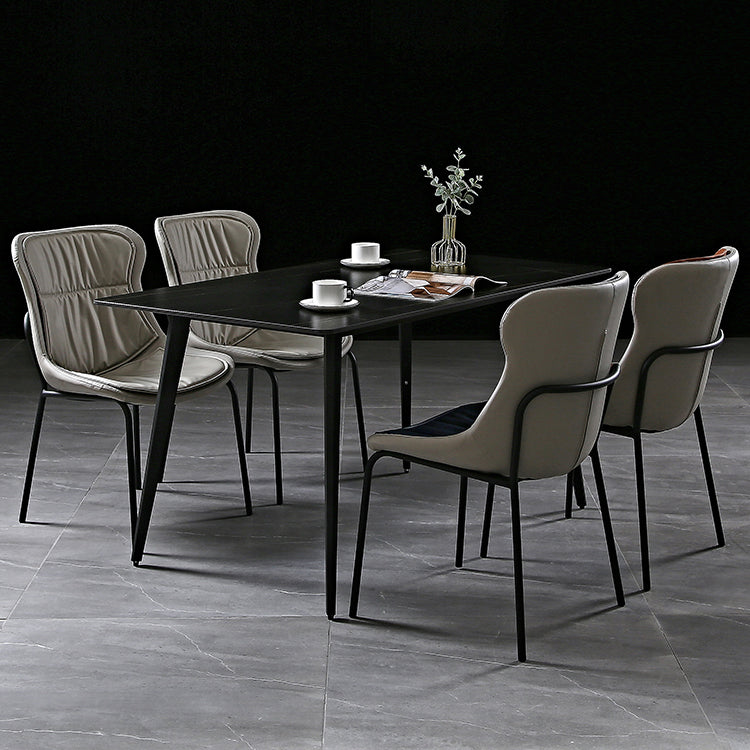 Modern Metal Dining Room Chairs Upholstered Side PU Leather Armless Chairs Clearhalo ' kitchen&dining_furn' 'Dining Chairs' 'Dining Tables & Seating' 'dining_chair' 'furn' 'furn_dining_chair' 'Furniture' 'furniture_dining_chair' 'Kitchen & Dining Furniture' 'kitchen' 4054984