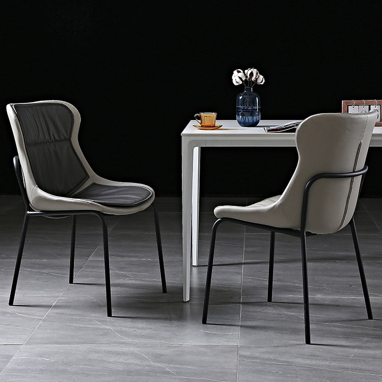 Modern Metal Dining Room Chairs Upholstered Side PU Leather Armless Chairs Clearhalo ' kitchen&dining_furn' 'Dining Chairs' 'Dining Tables & Seating' 'dining_chair' 'furn' 'furn_dining_chair' 'Furniture' 'furniture_dining_chair' 'Kitchen & Dining Furniture' 'kitchen' 4054986