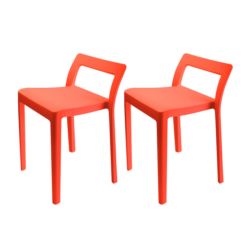Modern Style Plastic Chair Set Dining Room Kitchen Open Back Side Chairs Orange 2 Piece Set Clearhalo ' kitchen&dining_furn' 'Dining Chairs' 'Dining Tables & Seating' 'dining_chair' 'furn' 'furn_dining_chair' 'Furniture' 'furniture_dining_chair' 'Kitchen & Dining Furniture' 'kitchen' 4054996