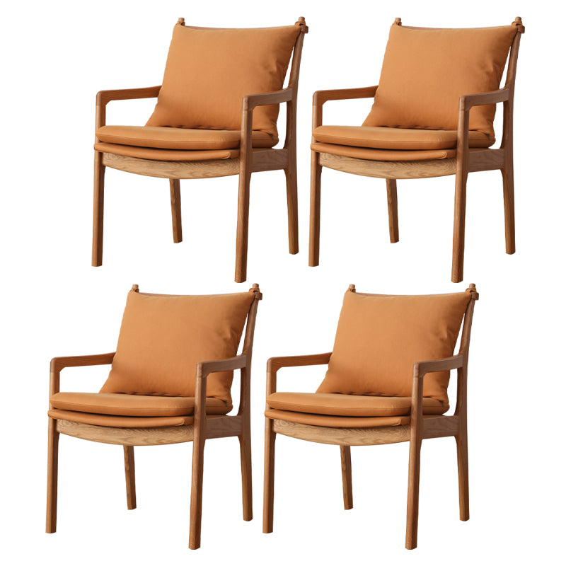 Traditional Style Solid Wood Chairs Kitchen Dining Slat Back Arm Chair Orange Yellow 4 Piece Set Clearhalo ' kitchen&dining_furn' 'Dining Chairs' 'Dining Tables & Seating' 'dining_chair' 'furn' 'furn_dining_chair' 'Furniture' 'furniture_dining_chair' 'Kitchen & Dining Furniture' 'kitchen' 4055031