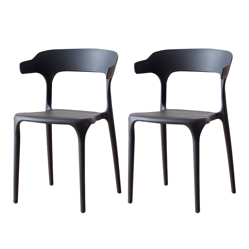 Scandinavian Plastic Armless Dining Chairs Stackable Dining Side Chair Black 2 Piece Set Clearhalo ' kitchen&dining_furn' 'Dining Chairs' 'Dining Tables & Seating' 'dining_chair' 'furn' 'furn_dining_chair' 'Furniture' 'furniture_dining_chair' 'Kitchen & Dining Furniture' 'kitchen' 4055049
