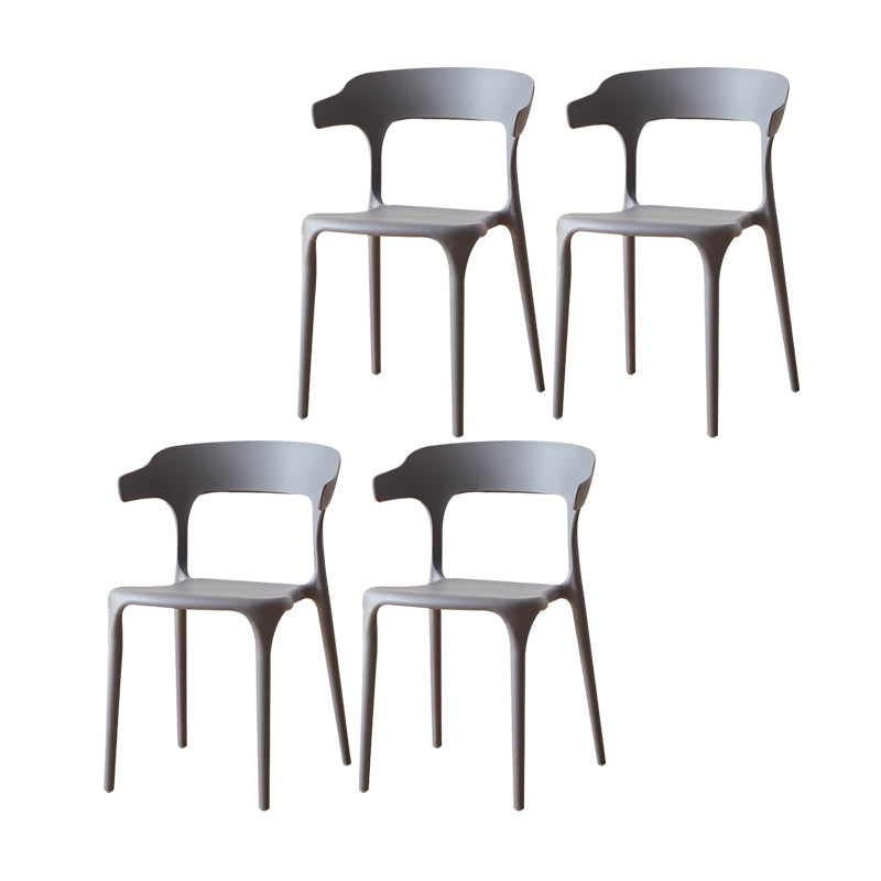 Scandinavian Plastic Armless Dining Chairs Stackable Dining Side Chair Dark Gray 4 Piece Set Clearhalo ' kitchen&dining_furn' 'Dining Chairs' 'Dining Tables & Seating' 'dining_chair' 'furn' 'furn_dining_chair' 'Furniture' 'furniture_dining_chair' 'Kitchen & Dining Furniture' 'kitchen' 4055057