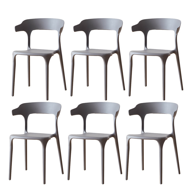 Scandinavian Plastic Armless Dining Chairs Stackable Dining Side Chair Dark Gray 6 Piece Set Clearhalo ' kitchen&dining_furn' 'Dining Chairs' 'Dining Tables & Seating' 'dining_chair' 'furn' 'furn_dining_chair' 'Furniture' 'furniture_dining_chair' 'Kitchen & Dining Furniture' 'kitchen' 4055059