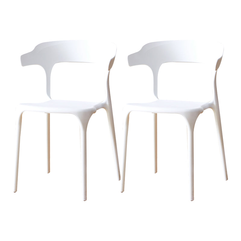 Scandinavian Plastic Armless Dining Chairs Stackable Dining Side Chair White 2 Piece Set Clearhalo ' kitchen&dining_furn' 'Dining Chairs' 'Dining Tables & Seating' 'dining_chair' 'furn' 'furn_dining_chair' 'Furniture' 'furniture_dining_chair' 'Kitchen & Dining Furniture' 'kitchen' 4055061