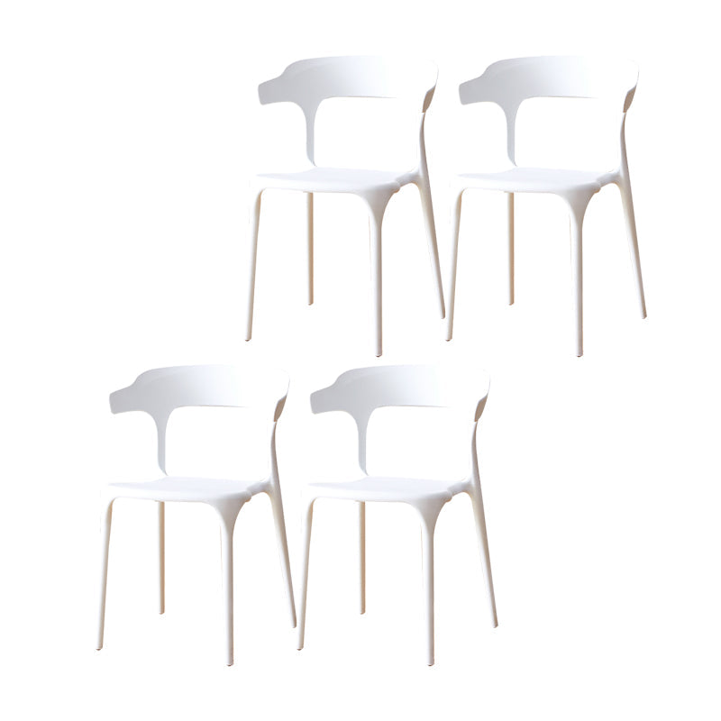 Scandinavian Plastic Armless Dining Chairs Stackable Dining Side Chair White 4 Piece Set Clearhalo ' kitchen&dining_furn' 'Dining Chairs' 'Dining Tables & Seating' 'dining_chair' 'furn' 'furn_dining_chair' 'Furniture' 'furniture_dining_chair' 'Kitchen & Dining Furniture' 'kitchen' 4055062