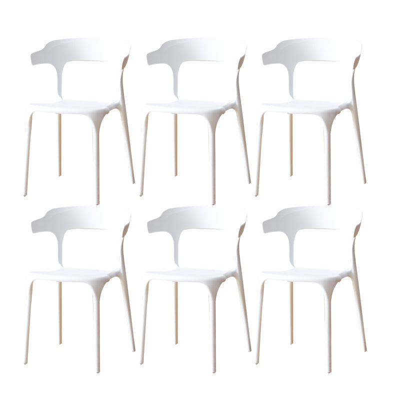 Scandinavian Plastic Armless Dining Chairs Stackable Dining Side Chair White 6 Piece Set Clearhalo ' kitchen&dining_furn' 'Dining Chairs' 'Dining Tables & Seating' 'dining_chair' 'furn' 'furn_dining_chair' 'Furniture' 'furniture_dining_chair' 'Kitchen & Dining Furniture' 'kitchen' 4055065