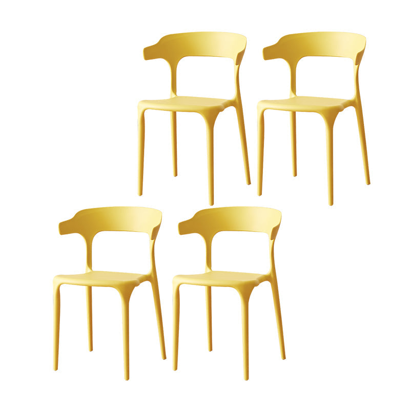 Scandinavian Plastic Armless Dining Chairs Stackable Dining Side Chair Yellow 4 Piece Set Clearhalo ' kitchen&dining_furn' 'Dining Chairs' 'Dining Tables & Seating' 'dining_chair' 'furn' 'furn_dining_chair' 'Furniture' 'furniture_dining_chair' 'Kitchen & Dining Furniture' 'kitchen' 4055069