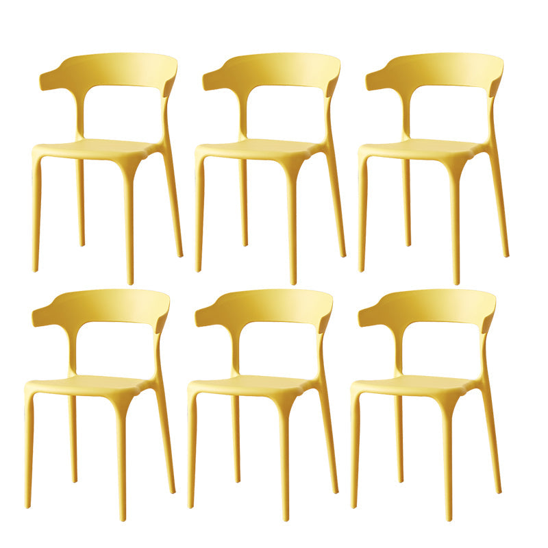 Scandinavian Plastic Armless Dining Chairs Stackable Dining Side Chair Yellow 6 Piece Set Clearhalo ' kitchen&dining_furn' 'Dining Chairs' 'Dining Tables & Seating' 'dining_chair' 'furn' 'furn_dining_chair' 'Furniture' 'furniture_dining_chair' 'Kitchen & Dining Furniture' 'kitchen' 4055070