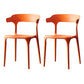 Scandinavian Plastic Armless Dining Chairs Stackable Dining Side Chair Orange 2 Piece Set Clearhalo ' kitchen&dining_furn' 'Dining Chairs' 'Dining Tables & Seating' 'dining_chair' 'furn' 'furn_dining_chair' 'Furniture' 'furniture_dining_chair' 'Kitchen & Dining Furniture' 'kitchen' 4055072