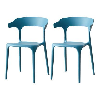 Scandinavian Plastic Armless Dining Chairs Stackable Dining Side Chair Blue 2 Piece Set Clearhalo ' kitchen&dining_furn' 'Dining Chairs' 'Dining Tables & Seating' 'dining_chair' 'furn' 'furn_dining_chair' 'Furniture' 'furniture_dining_chair' 'Kitchen & Dining Furniture' 'kitchen' 4055075