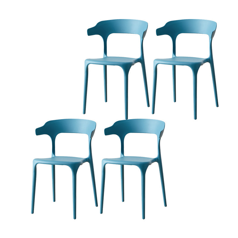 Scandinavian Plastic Armless Dining Chairs Stackable Dining Side Chair Blue 4 Piece Set Clearhalo ' kitchen&dining_furn' 'Dining Chairs' 'Dining Tables & Seating' 'dining_chair' 'furn' 'furn_dining_chair' 'Furniture' 'furniture_dining_chair' 'Kitchen & Dining Furniture' 'kitchen' 4055076