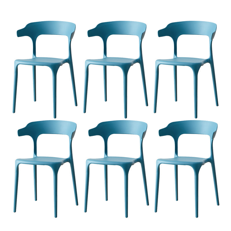 Scandinavian Plastic Armless Dining Chairs Stackable Dining Side Chair Blue 6 Piece Set Clearhalo ' kitchen&dining_furn' 'Dining Chairs' 'Dining Tables & Seating' 'dining_chair' 'furn' 'furn_dining_chair' 'Furniture' 'furniture_dining_chair' 'Kitchen & Dining Furniture' 'kitchen' 4055077
