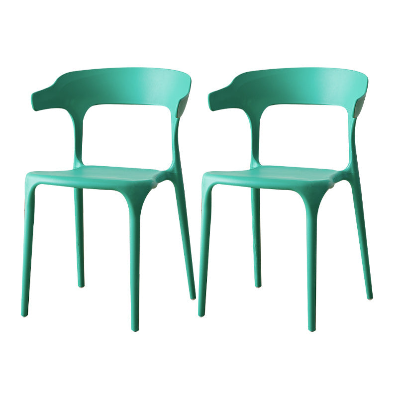 Scandinavian Plastic Armless Dining Chairs Stackable Dining Side Chair Green 2 Piece Set Clearhalo ' kitchen&dining_furn' 'Dining Chairs' 'Dining Tables & Seating' 'dining_chair' 'furn' 'furn_dining_chair' 'Furniture' 'furniture_dining_chair' 'Kitchen & Dining Furniture' 'kitchen' 4055078