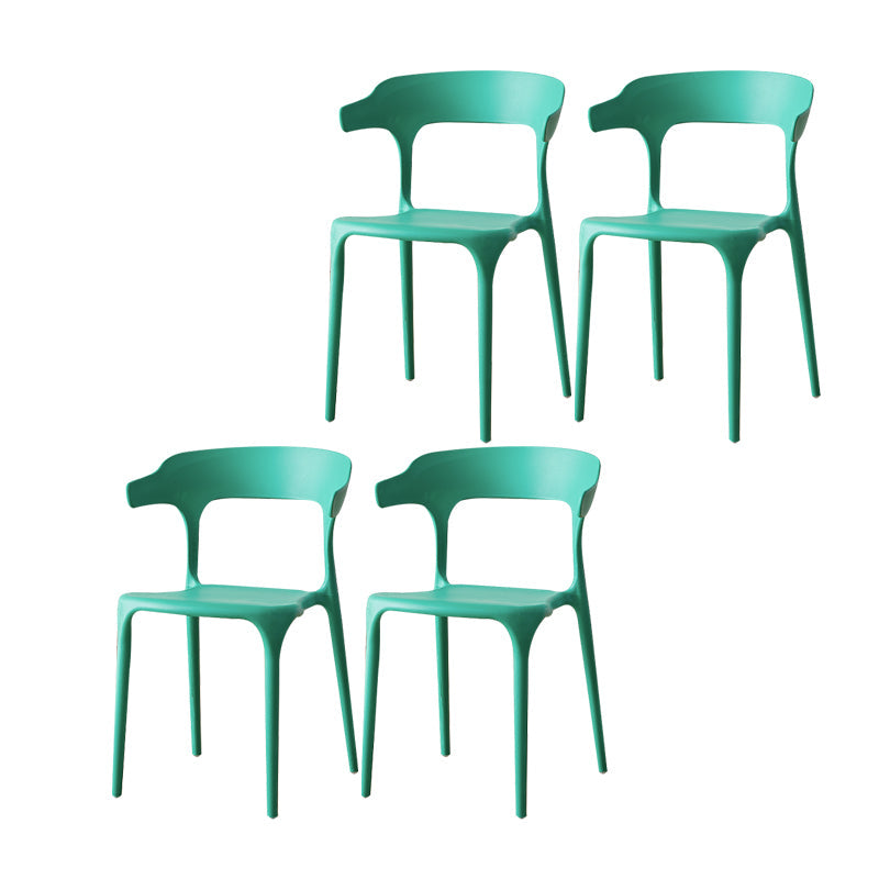 Scandinavian Plastic Armless Dining Chairs Stackable Dining Side Chair Green 4 Piece Set Clearhalo ' kitchen&dining_furn' 'Dining Chairs' 'Dining Tables & Seating' 'dining_chair' 'furn' 'furn_dining_chair' 'Furniture' 'furniture_dining_chair' 'Kitchen & Dining Furniture' 'kitchen' 4055079