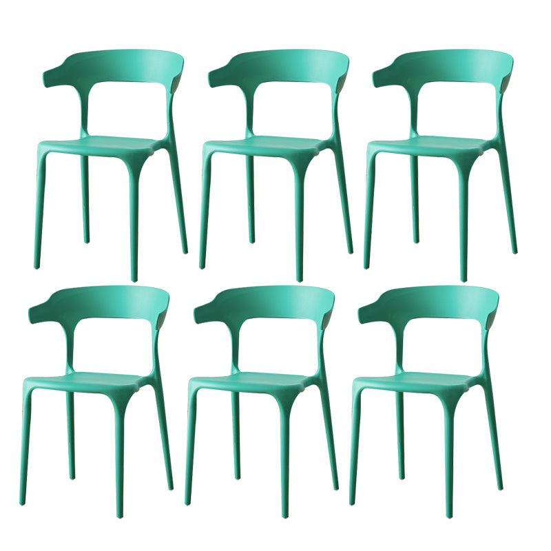 Scandinavian Plastic Armless Dining Chairs Stackable Dining Side Chair Green 6 Piece Set Clearhalo ' kitchen&dining_furn' 'Dining Chairs' 'Dining Tables & Seating' 'dining_chair' 'furn' 'furn_dining_chair' 'Furniture' 'furniture_dining_chair' 'Kitchen & Dining Furniture' 'kitchen' 4055080