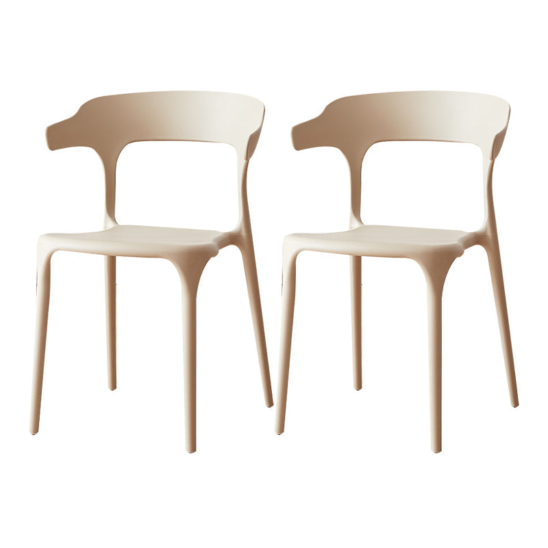 Scandinavian Plastic Armless Dining Chairs Stackable Dining Side Chair Khaki 2 Piece Set Clearhalo ' kitchen&dining_furn' 'Dining Chairs' 'Dining Tables & Seating' 'dining_chair' 'furn' 'furn_dining_chair' 'Furniture' 'furniture_dining_chair' 'Kitchen & Dining Furniture' 'kitchen' 4055081