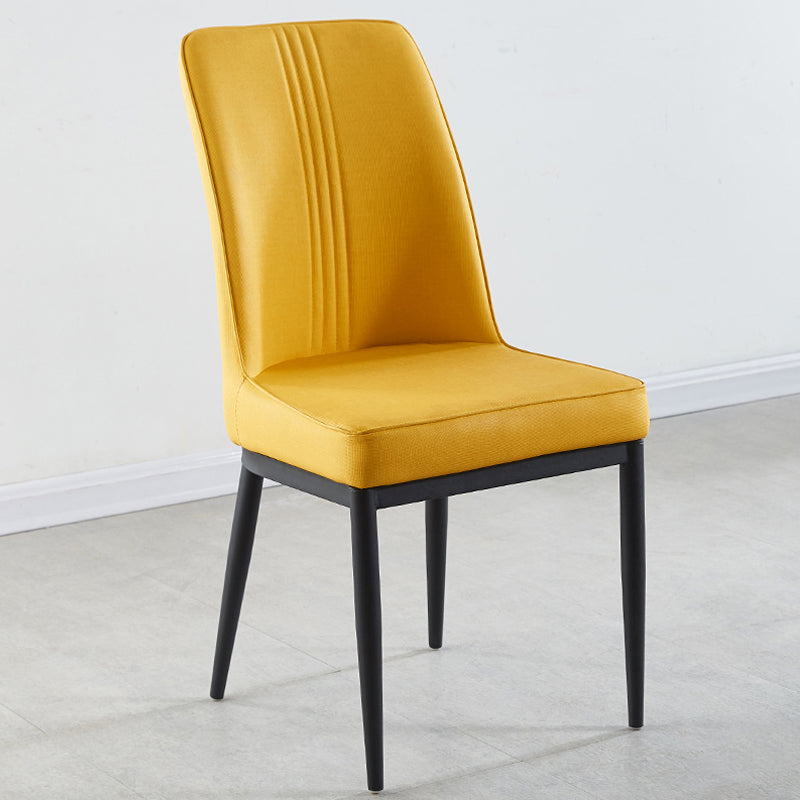 Contemporary Style Metal Dining Chairs Dining Arm Side Chair for Kitchen Yellow 1 Piece Black Clearhalo ' kitchen&dining_furn' 'Dining Chairs' 'Dining Tables & Seating' 'dining_chair' 'furn' 'furn_dining_chair' 'Furniture' 'furniture_dining_chair' 'Kitchen & Dining Furniture' 'kitchen' 4055089