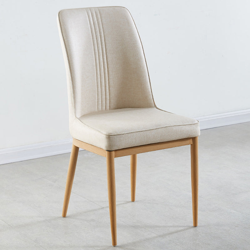 Contemporary Style Metal Dining Chairs Dining Arm Side Chair for Kitchen Off-White 1 Piece Natural Wood Clearhalo ' kitchen&dining_furn' 'Dining Chairs' 'Dining Tables & Seating' 'dining_chair' 'furn' 'furn_dining_chair' 'Furniture' 'furniture_dining_chair' 'Kitchen & Dining Furniture' 'kitchen' 4055094