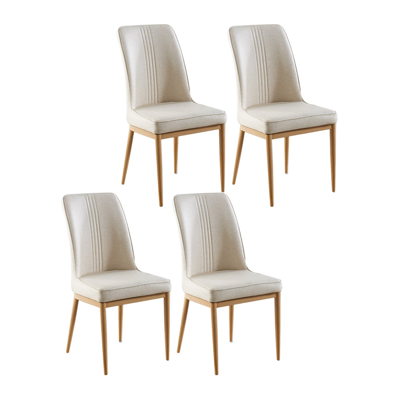 Contemporary Style Metal Dining Chairs Dining Arm Side Chair for Kitchen Off-White 4 Piece Set Natural Wood Clearhalo ' kitchen&dining_furn' 'Dining Chairs' 'Dining Tables & Seating' 'dining_chair' 'furn' 'furn_dining_chair' 'Furniture' 'furniture_dining_chair' 'Kitchen & Dining Furniture' 'kitchen' 4055099