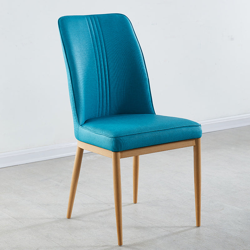 Contemporary Style Metal Dining Chairs Dining Arm Side Chair for Kitchen Light Blue 1 Piece Natural Wood Clearhalo ' kitchen&dining_furn' 'Dining Chairs' 'Dining Tables & Seating' 'dining_chair' 'furn' 'furn_dining_chair' 'Furniture' 'furniture_dining_chair' 'Kitchen & Dining Furniture' 'kitchen' 4055100