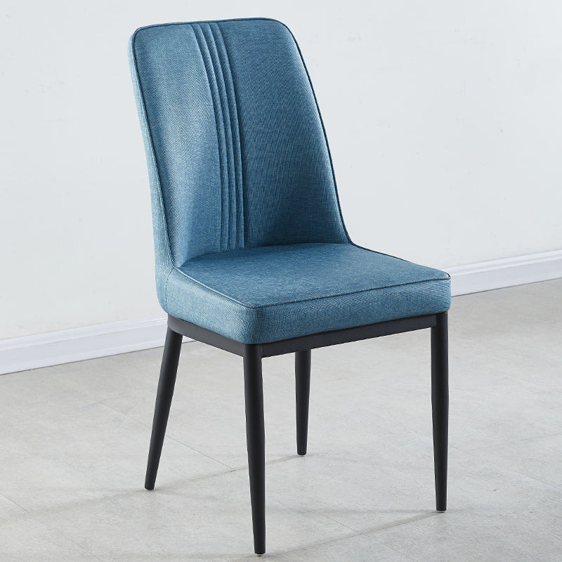 Contemporary Style Metal Dining Chairs Dining Arm Side Chair for Kitchen Dark Blue 1 Piece Black Clearhalo ' kitchen&dining_furn' 'Dining Chairs' 'Dining Tables & Seating' 'dining_chair' 'furn' 'furn_dining_chair' 'Furniture' 'furniture_dining_chair' 'Kitchen & Dining Furniture' 'kitchen' 4055106