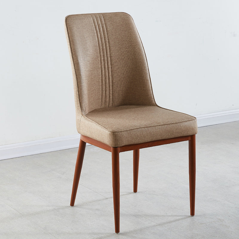 Contemporary Style Metal Dining Chairs Dining Arm Side Chair for Kitchen Gray-Khaki 1 Piece Walnut Clearhalo ' kitchen&dining_furn' 'Dining Chairs' 'Dining Tables & Seating' 'dining_chair' 'furn' 'furn_dining_chair' 'Furniture' 'furniture_dining_chair' 'Kitchen & Dining Furniture' 'kitchen' 4055110