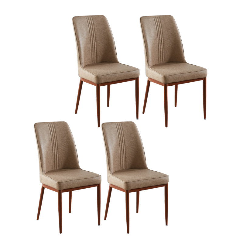 Contemporary Style Metal Dining Chairs Dining Arm Side Chair for Kitchen Gray-Khaki 4 Piece Set Walnut Clearhalo ' kitchen&dining_furn' 'Dining Chairs' 'Dining Tables & Seating' 'dining_chair' 'furn' 'furn_dining_chair' 'Furniture' 'furniture_dining_chair' 'Kitchen & Dining Furniture' 'kitchen' 4055112