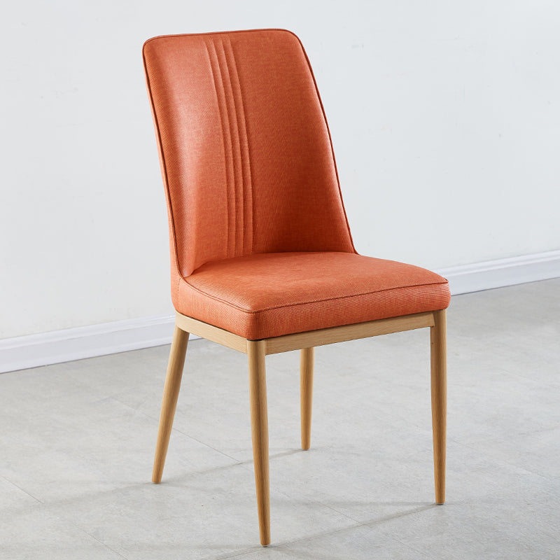 Contemporary Style Metal Dining Chairs Dining Arm Side Chair for Kitchen Orange 1 Piece Natural Wood Clearhalo ' kitchen&dining_furn' 'Dining Chairs' 'Dining Tables & Seating' 'dining_chair' 'furn' 'furn_dining_chair' 'Furniture' 'furniture_dining_chair' 'Kitchen & Dining Furniture' 'kitchen' 4055116