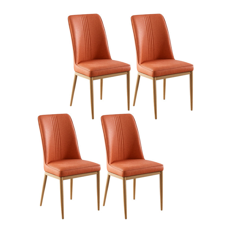 Contemporary Style Metal Dining Chairs Dining Arm Side Chair for Kitchen Orange 4 Piece Set Natural Wood Clearhalo ' kitchen&dining_furn' 'Dining Chairs' 'Dining Tables & Seating' 'dining_chair' 'furn' 'furn_dining_chair' 'Furniture' 'furniture_dining_chair' 'Kitchen & Dining Furniture' 'kitchen' 4055118