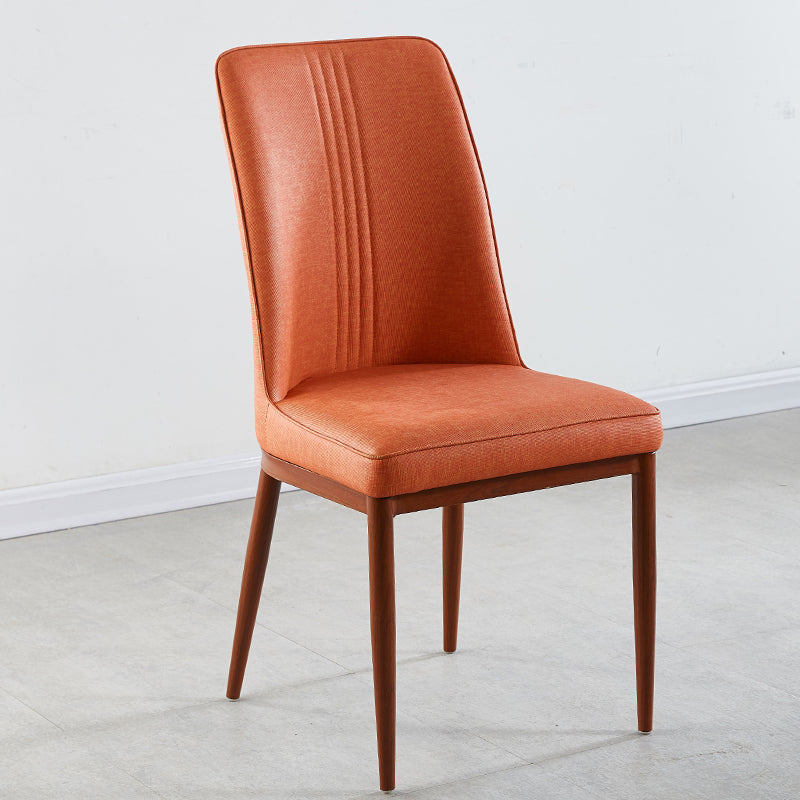 Contemporary Style Metal Dining Chairs Dining Arm Side Chair for Kitchen Orange 1 Piece Walnut Clearhalo ' kitchen&dining_furn' 'Dining Chairs' 'Dining Tables & Seating' 'dining_chair' 'furn' 'furn_dining_chair' 'Furniture' 'furniture_dining_chair' 'Kitchen & Dining Furniture' 'kitchen' 4055122