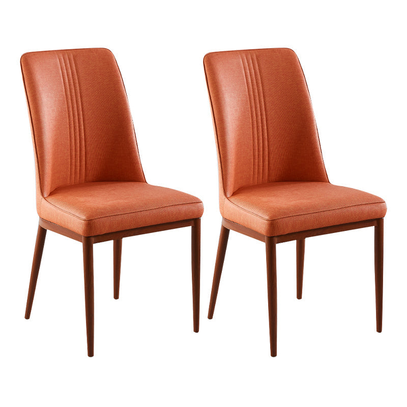 Contemporary Style Metal Dining Chairs Dining Arm Side Chair for Kitchen Orange 2 Piece Set Walnut Clearhalo ' kitchen&dining_furn' 'Dining Chairs' 'Dining Tables & Seating' 'dining_chair' 'furn' 'furn_dining_chair' 'Furniture' 'furniture_dining_chair' 'Kitchen & Dining Furniture' 'kitchen' 4055123