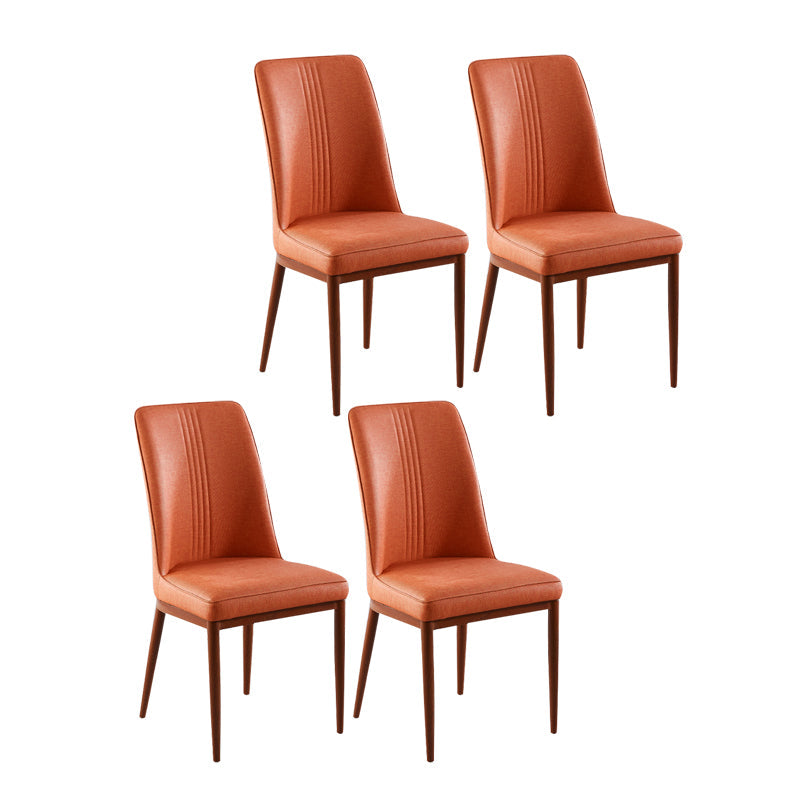 Contemporary Style Metal Dining Chairs Dining Arm Side Chair for Kitchen Orange 4 Piece Set Walnut Clearhalo ' kitchen&dining_furn' 'Dining Chairs' 'Dining Tables & Seating' 'dining_chair' 'furn' 'furn_dining_chair' 'Furniture' 'furniture_dining_chair' 'Kitchen & Dining Furniture' 'kitchen' 4055124