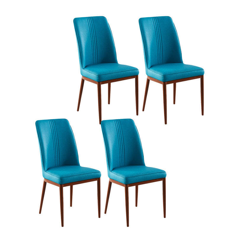 Contemporary Style Metal Dining Chairs Dining Arm Side Chair for Kitchen Light Blue 4 Piece Set Walnut Clearhalo ' kitchen&dining_furn' 'Dining Chairs' 'Dining Tables & Seating' 'dining_chair' 'furn' 'furn_dining_chair' 'Furniture' 'furniture_dining_chair' 'Kitchen & Dining Furniture' 'kitchen' 4055127