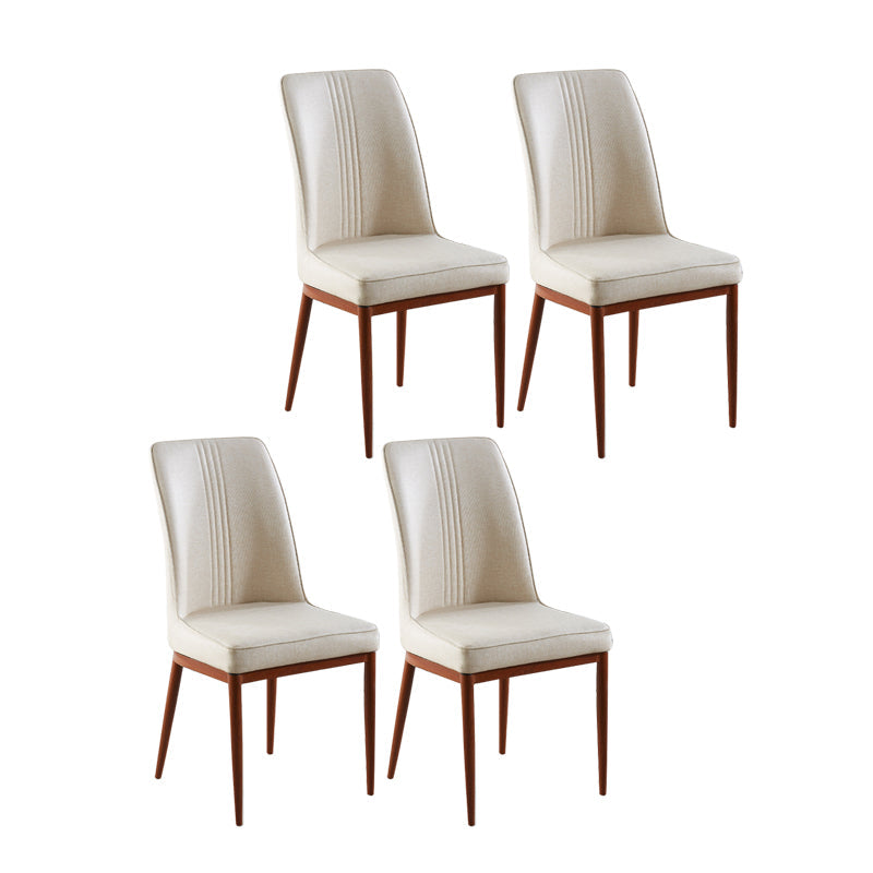 Contemporary Style Metal Dining Chairs Dining Arm Side Chair for Kitchen Off-White 4 Piece Set Walnut Clearhalo ' kitchen&dining_furn' 'Dining Chairs' 'Dining Tables & Seating' 'dining_chair' 'furn' 'furn_dining_chair' 'Furniture' 'furniture_dining_chair' 'Kitchen & Dining Furniture' 'kitchen' 4055130