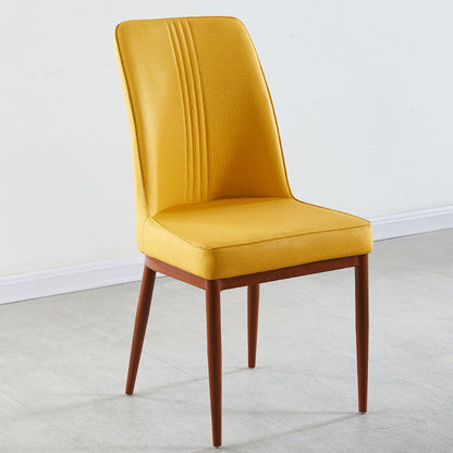 Contemporary Style Metal Dining Chairs Dining Arm Side Chair for Kitchen Yellow 1 Piece Walnut Clearhalo ' kitchen&dining_furn' 'Dining Chairs' 'Dining Tables & Seating' 'dining_chair' 'furn' 'furn_dining_chair' 'Furniture' 'furniture_dining_chair' 'Kitchen & Dining Furniture' 'kitchen' 4055131