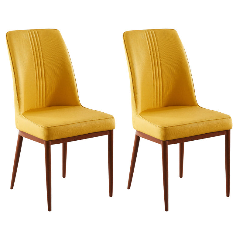 Contemporary Style Metal Dining Chairs Dining Arm Side Chair for Kitchen Yellow 2 Piece Set Walnut Clearhalo ' kitchen&dining_furn' 'Dining Chairs' 'Dining Tables & Seating' 'dining_chair' 'furn' 'furn_dining_chair' 'Furniture' 'furniture_dining_chair' 'Kitchen & Dining Furniture' 'kitchen' 4055132