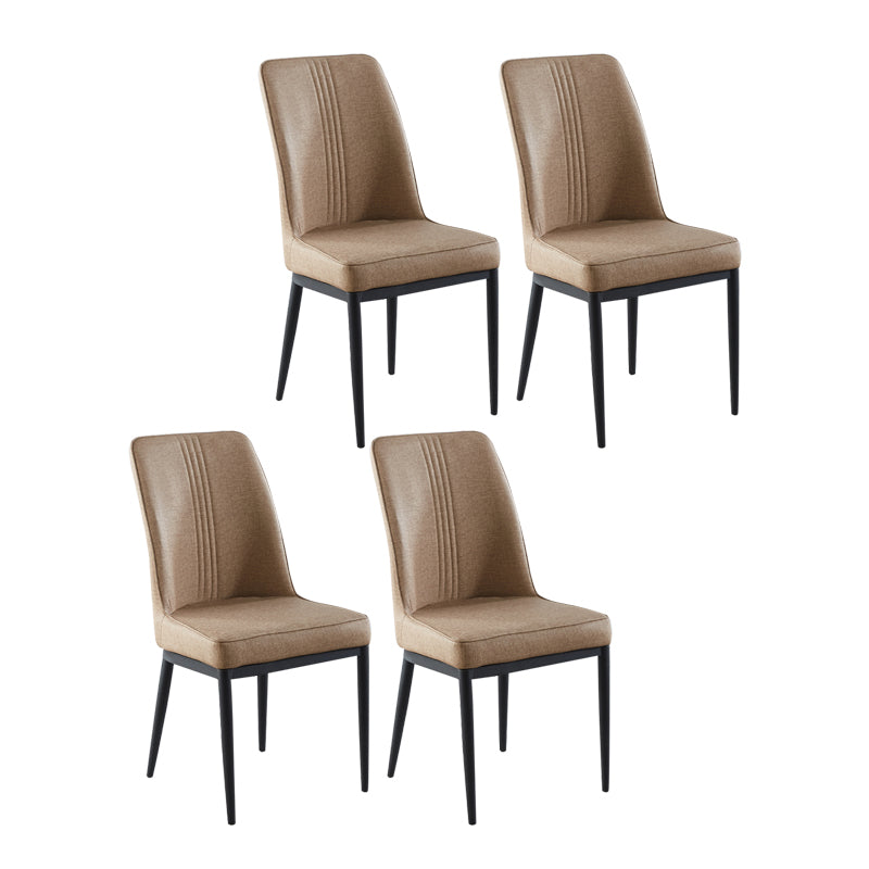 Contemporary Style Metal Dining Chairs Dining Arm Side Chair for Kitchen Gray-Khaki 4 Piece Set Black Clearhalo ' kitchen&dining_furn' 'Dining Chairs' 'Dining Tables & Seating' 'dining_chair' 'furn' 'furn_dining_chair' 'Furniture' 'furniture_dining_chair' 'Kitchen & Dining Furniture' 'kitchen' 4055139