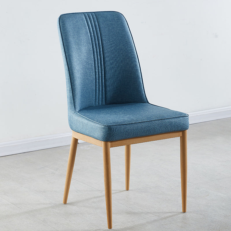 Contemporary Style Metal Dining Chairs Dining Arm Side Chair for Kitchen Dark Blue 1 Piece Natural Wood Clearhalo ' kitchen&dining_furn' 'Dining Chairs' 'Dining Tables & Seating' 'dining_chair' 'furn' 'furn_dining_chair' 'Furniture' 'furniture_dining_chair' 'Kitchen & Dining Furniture' 'kitchen' 4055140