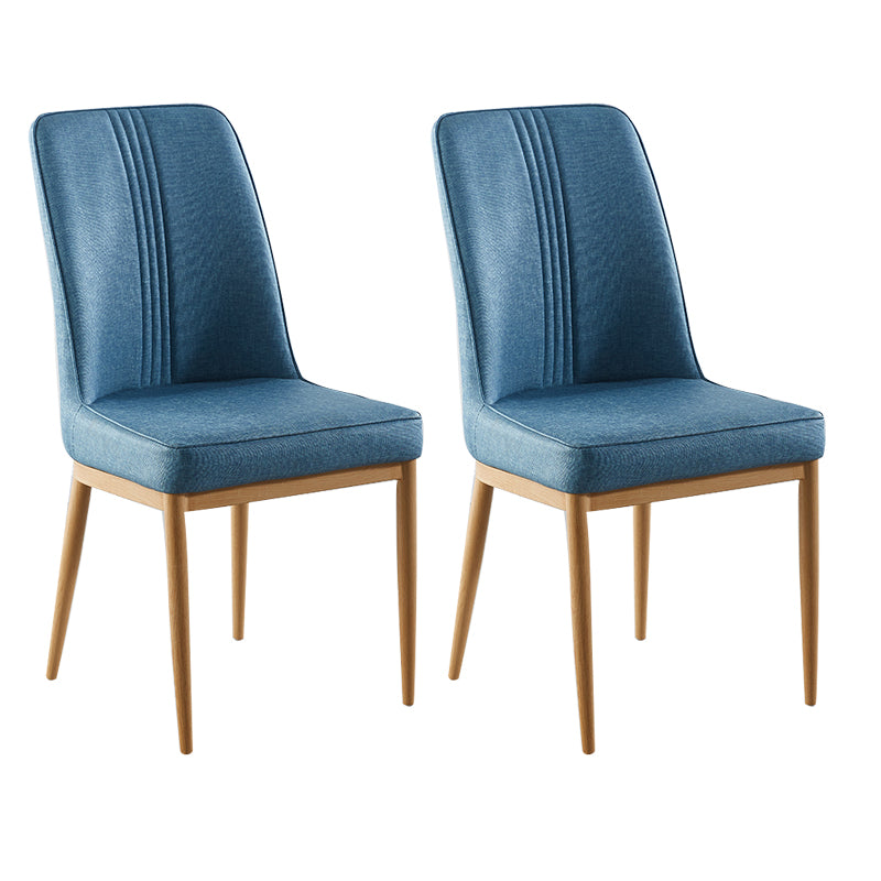 Contemporary Style Metal Dining Chairs Dining Arm Side Chair for Kitchen Dark Blue 2 Piece Set Natural Wood Clearhalo ' kitchen&dining_furn' 'Dining Chairs' 'Dining Tables & Seating' 'dining_chair' 'furn' 'furn_dining_chair' 'Furniture' 'furniture_dining_chair' 'Kitchen & Dining Furniture' 'kitchen' 4055141