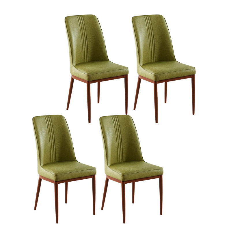 Contemporary Style Metal Dining Chairs Dining Arm Side Chair for Kitchen Green 4 Piece Set Walnut Clearhalo ' kitchen&dining_furn' 'Dining Chairs' 'Dining Tables & Seating' 'dining_chair' 'furn' 'furn_dining_chair' 'Furniture' 'furniture_dining_chair' 'Kitchen & Dining Furniture' 'kitchen' 4055145