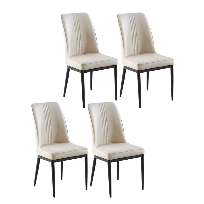 Contemporary Style Metal Dining Chairs Dining Arm Side Chair for Kitchen Off-White 4 Piece Set Black Clearhalo ' kitchen&dining_furn' 'Dining Chairs' 'Dining Tables & Seating' 'dining_chair' 'furn' 'furn_dining_chair' 'Furniture' 'furniture_dining_chair' 'Kitchen & Dining Furniture' 'kitchen' 4055148